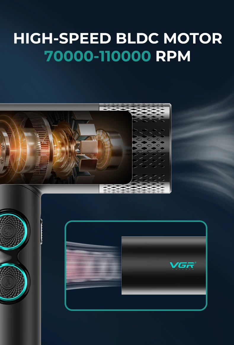 VGR Hair Dryers Professional Air Blower Negative Ion Hair Dryer 110000 RPM Hair Dryer Machine BLDC Motor Barber Salon V-401
