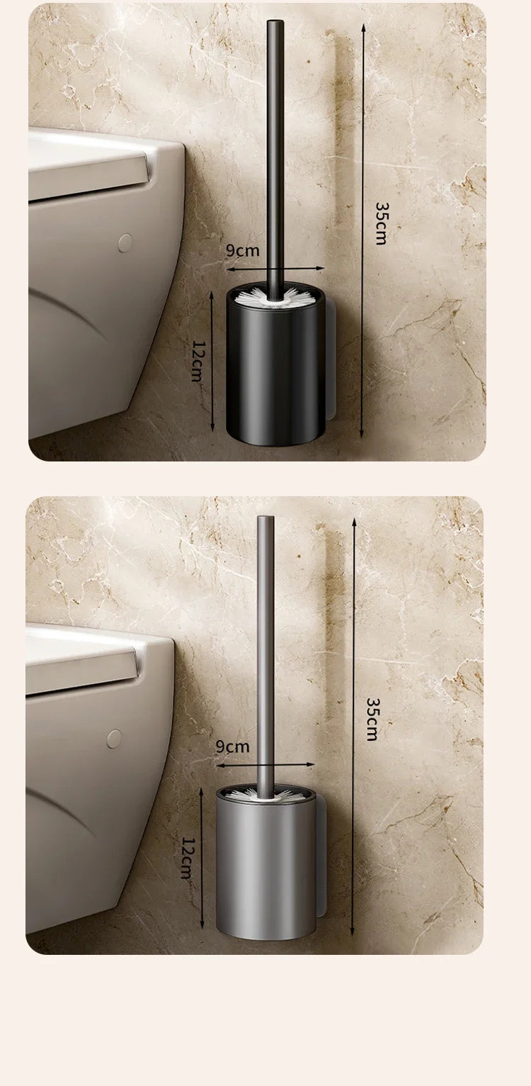 Bathroom Toilet Brush Holder Cleaning Tools Space Aluminum Wall Mounted No Drill Vertical Toilet Brush Bathroom Accessories