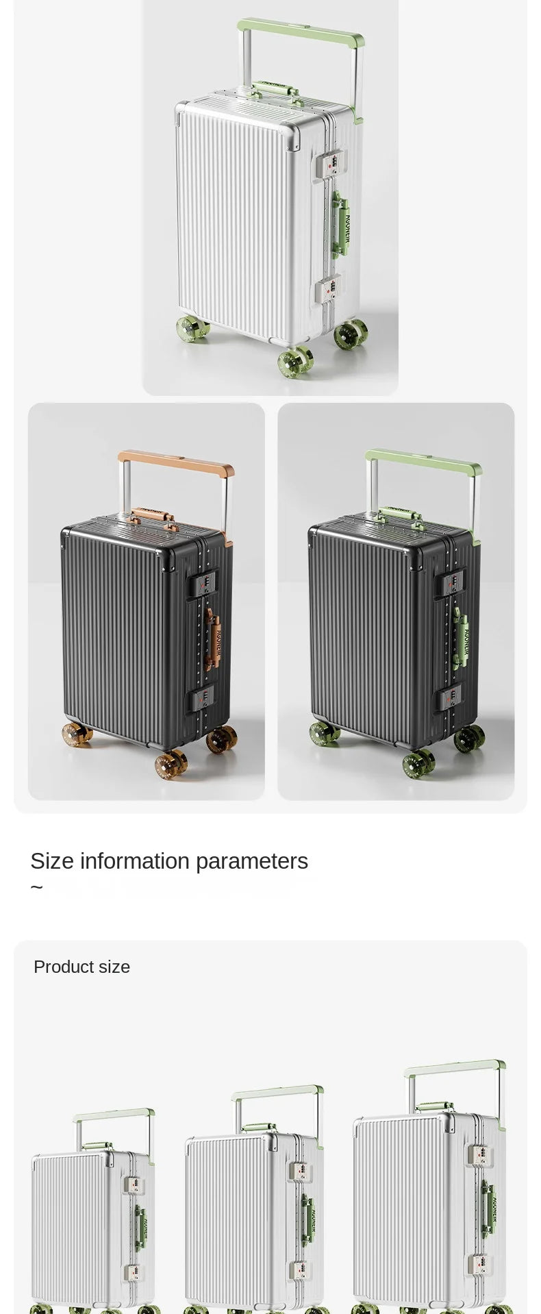 20"24 Inch Wide Handle Travel Suitcase Aluminum frame Carry-on Luggage Trolley Case with Wheels Boarding Box Rolling Luggage Bag