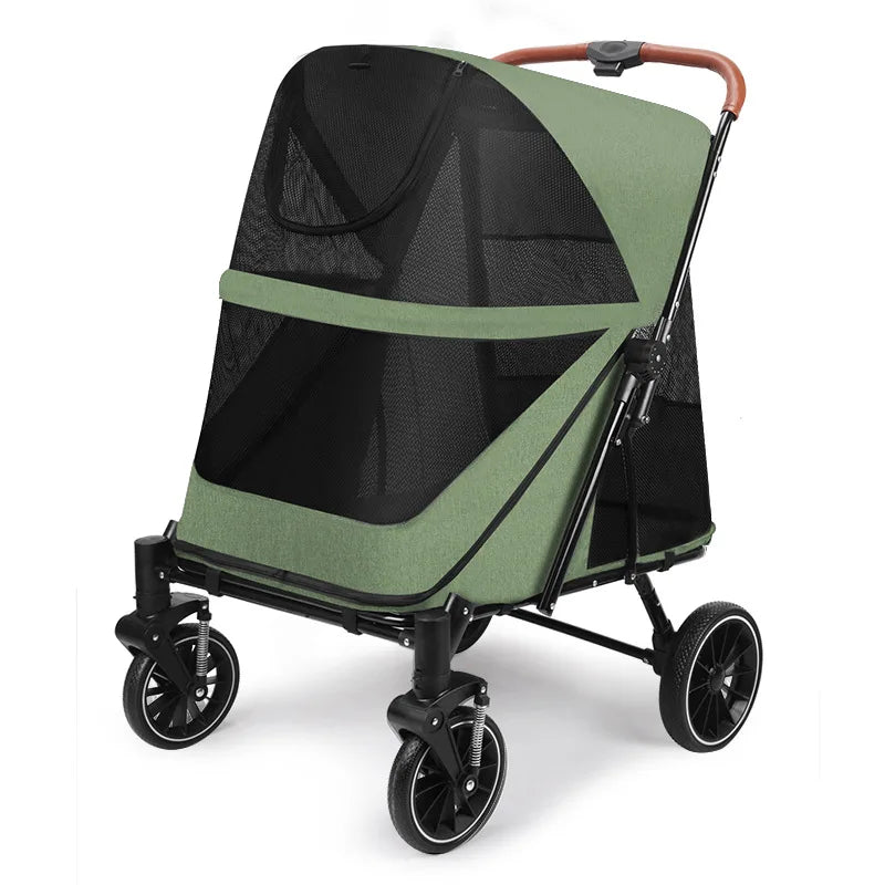 Foldable Medium To Large Pet Stroller with A Load-bearing Capacity of Up To 55kg Providing Ample Space for Elderly Dogs 2025 New