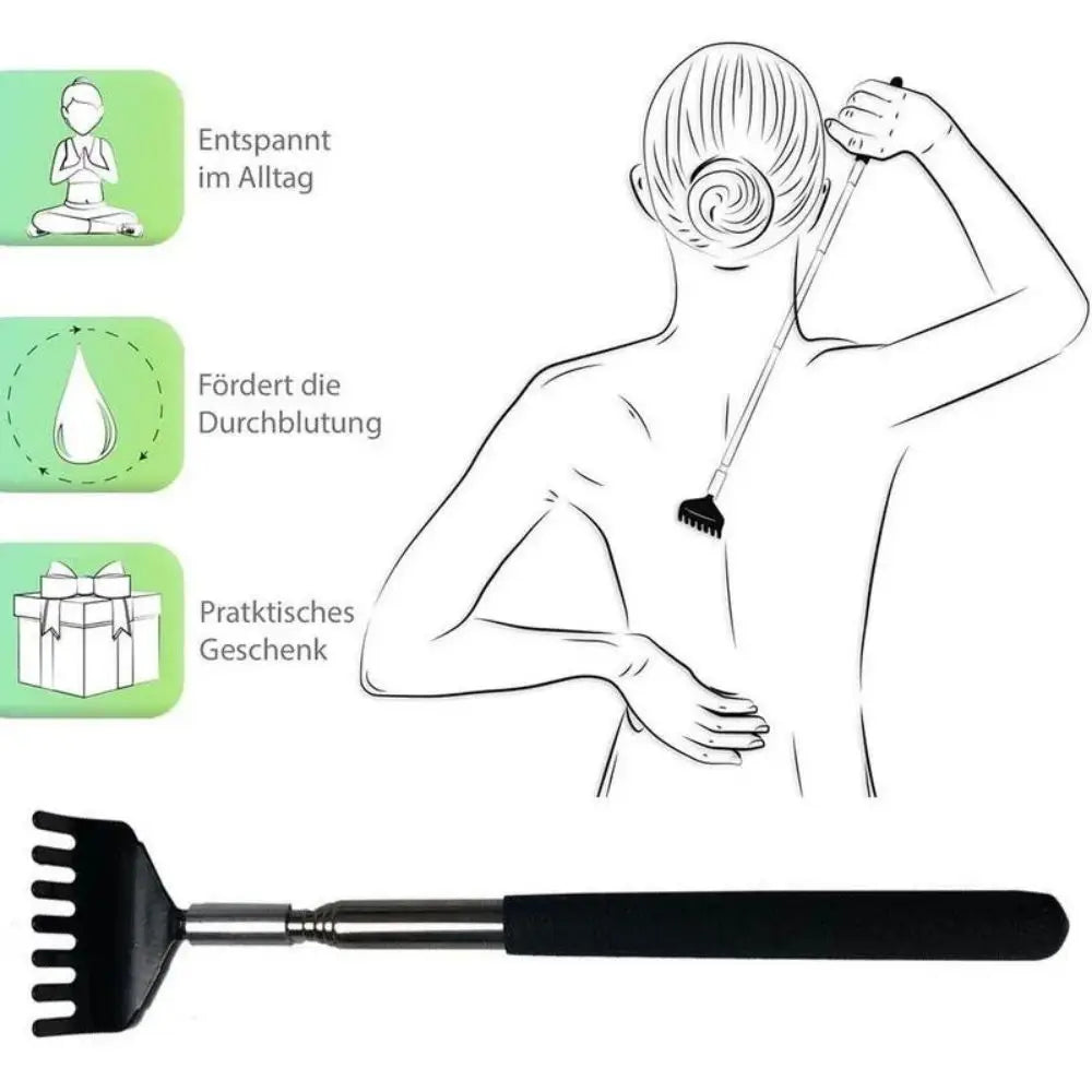 Telescopic Back Scratcher Scratching Backscratcher Massager Metal Stainless Steel Tool with Carrying Bag