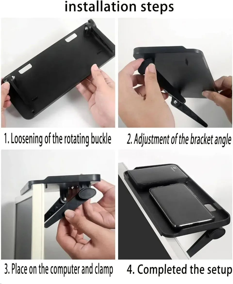 Adjustable TV/Monitor Top Shelf Organizer - Universal Space-Saving Rack for Router, Media Box,Accessories & Cable Management