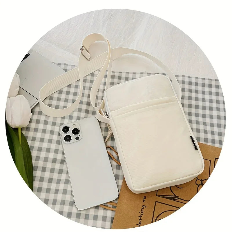 New Fashion Simple Casual Shoulder Messenger Bag, Women's Portable Mobile Phone Bag, Vertical Coin Key Bank Card Shoulder Bag