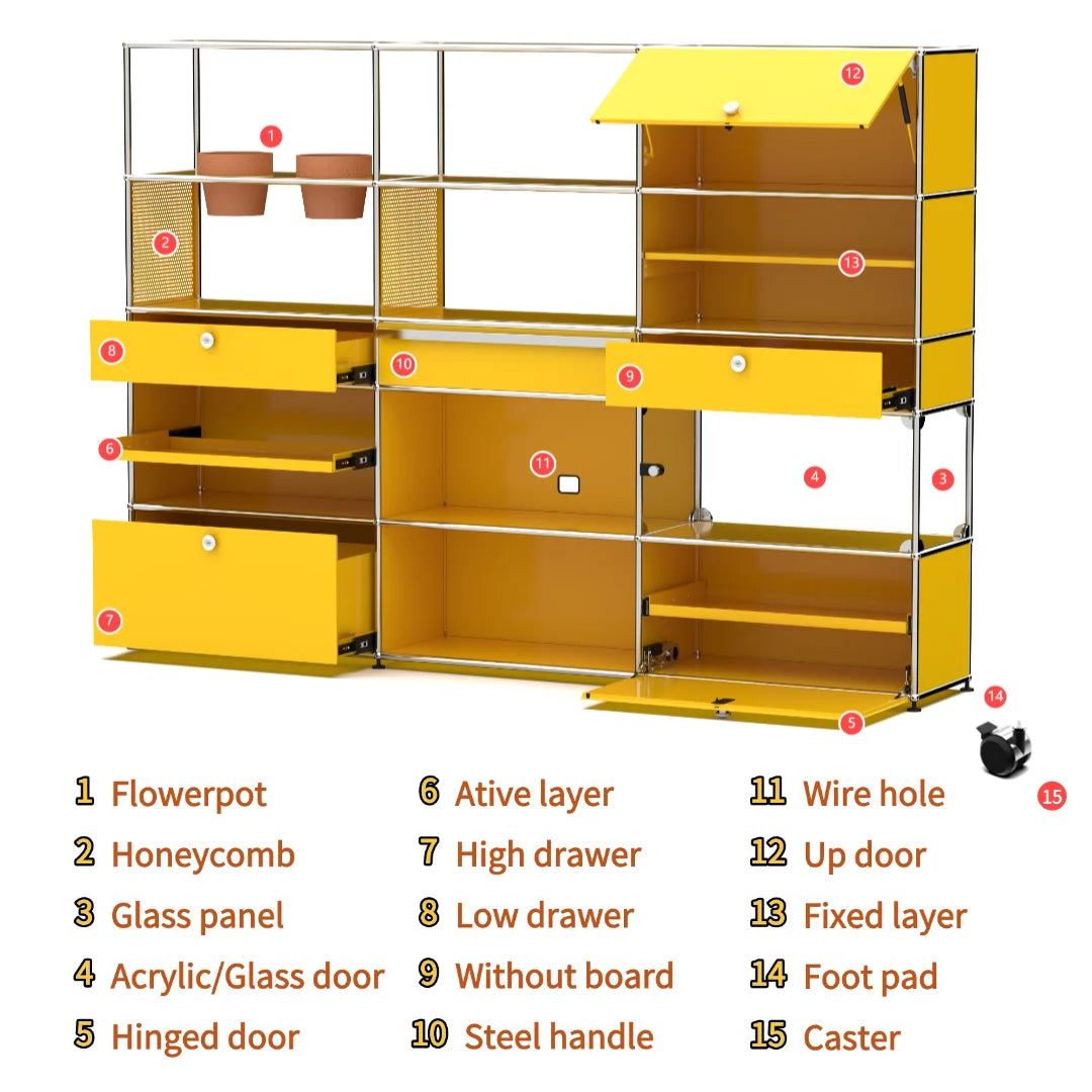 Modern Steel Flip Door Cabinet｜2-Tier Modular Storage Unit｜Custom Color Metal Organizer for Entryway, Living Room or Office