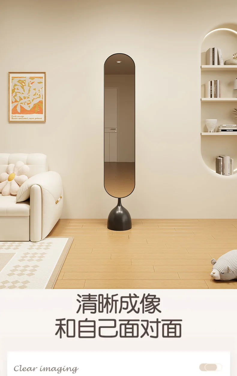 Dressing Mirror Full Body Nordic Household Movable Floor-standing Light Luxury Living Room Rotary Celebrity Explosion Proof Full