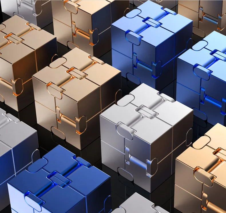 Upgraded Fashion Metal Cube - Anti-Anxiety Decompression Toy, Brain Teaser Game for ADHD, Creative Office Desk Gadget fidget toy