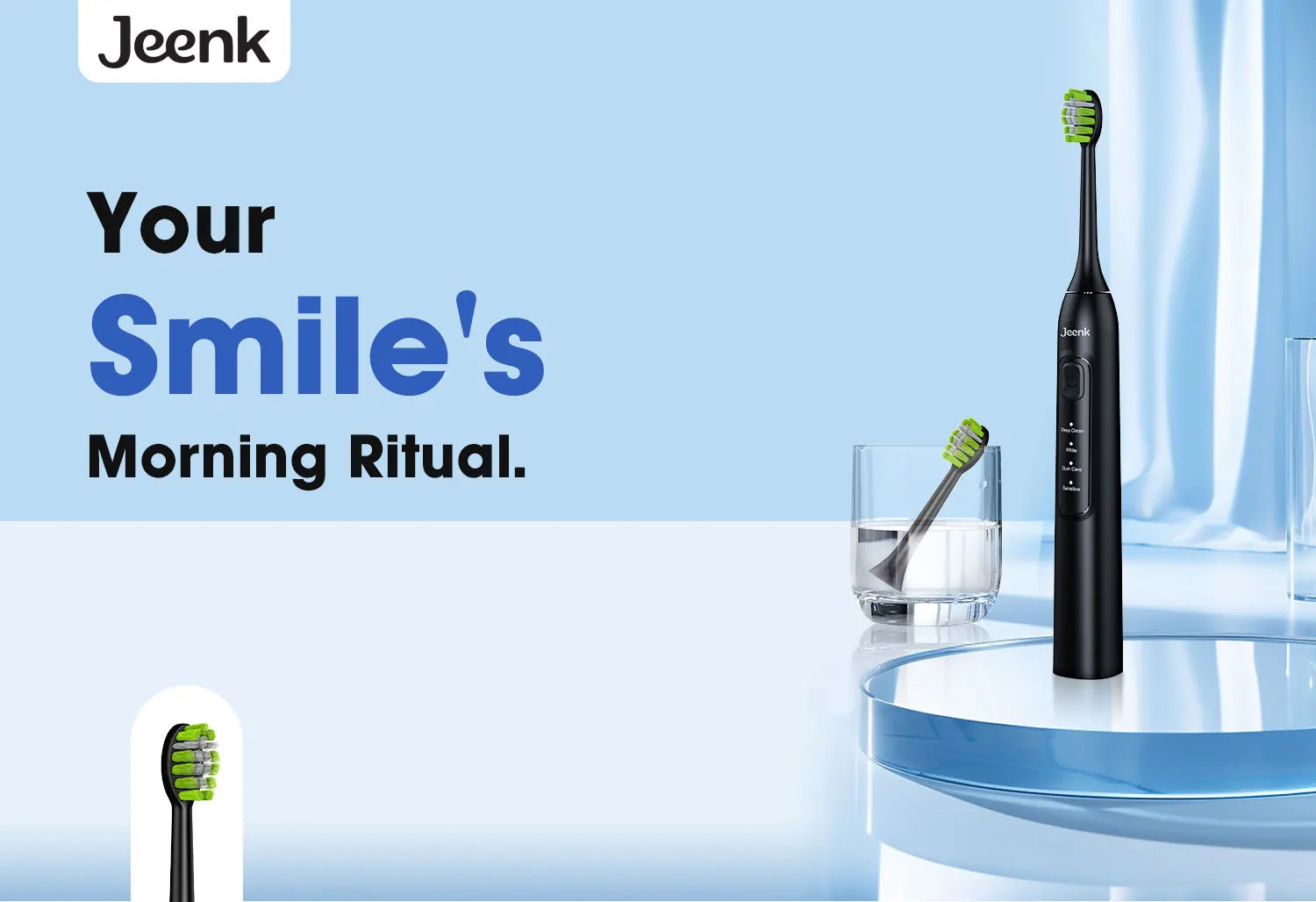 Jeenk JK-Y05 Sonic Electric Toothbrush 4 Modes USB Charger with 6 Replacement Heads Smart Timer Waterproof Soft Bristles Adult