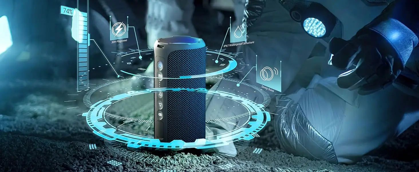 Ortizan X8 Pro Bluetooth Speaker Portable with 40W Stereo Sound,Rich Bass,IPX7 Waterproof, 30H Playtime, Mixed Color Lights,3 EQ