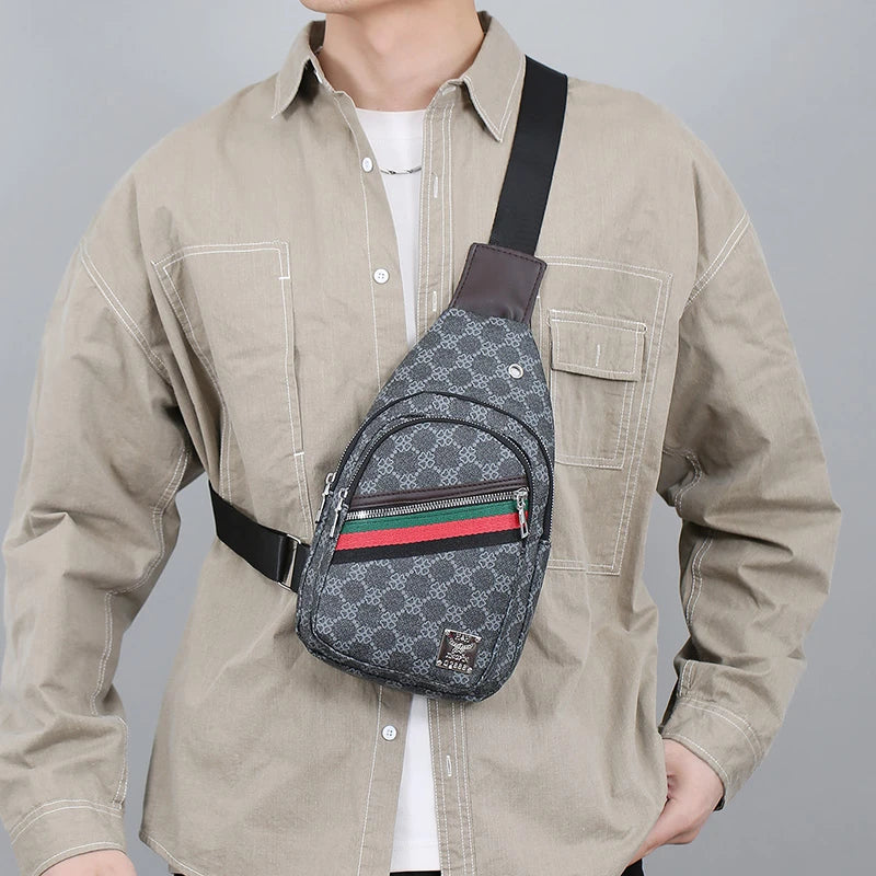 Men's Multifunction Messenger Bag Shoulder Cloth Chest Bags Crossbody Casual Handbag with Earphone Hole