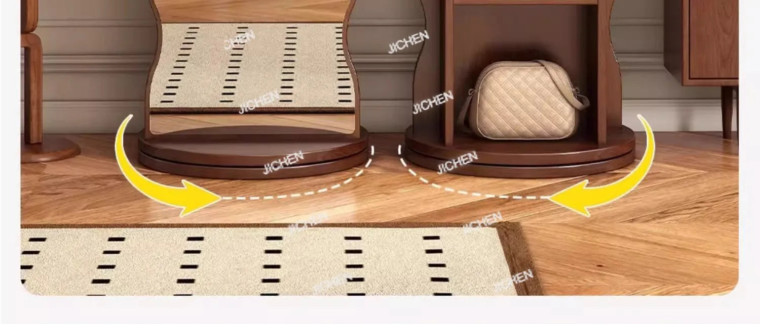 Wave rotating full-length mirror Vertical movable full-body floor mirror Magazine bookshelf Rotating storage fitting mirror