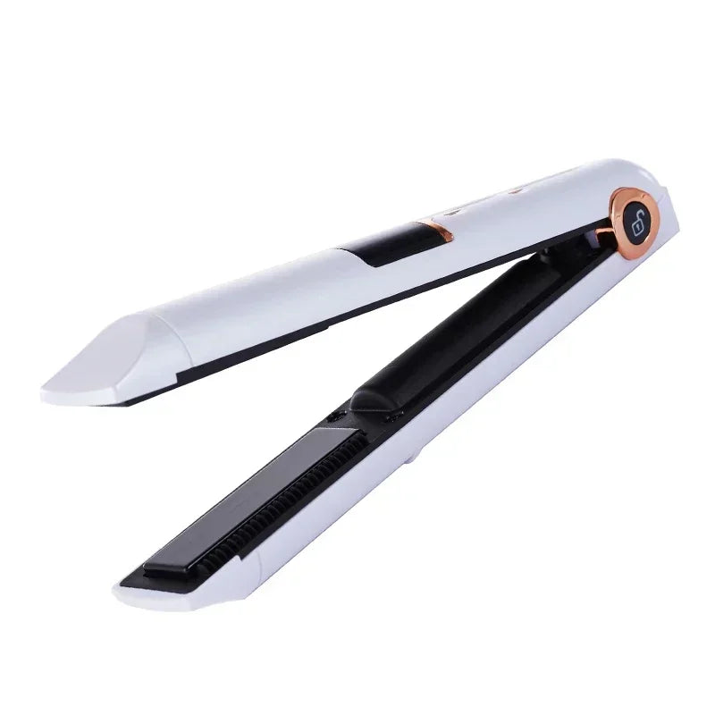 Portable Wireless Hair Straightener With Power Bank Function Rechargeable Hair Straightening Curling Flat Iron For Home Travel
