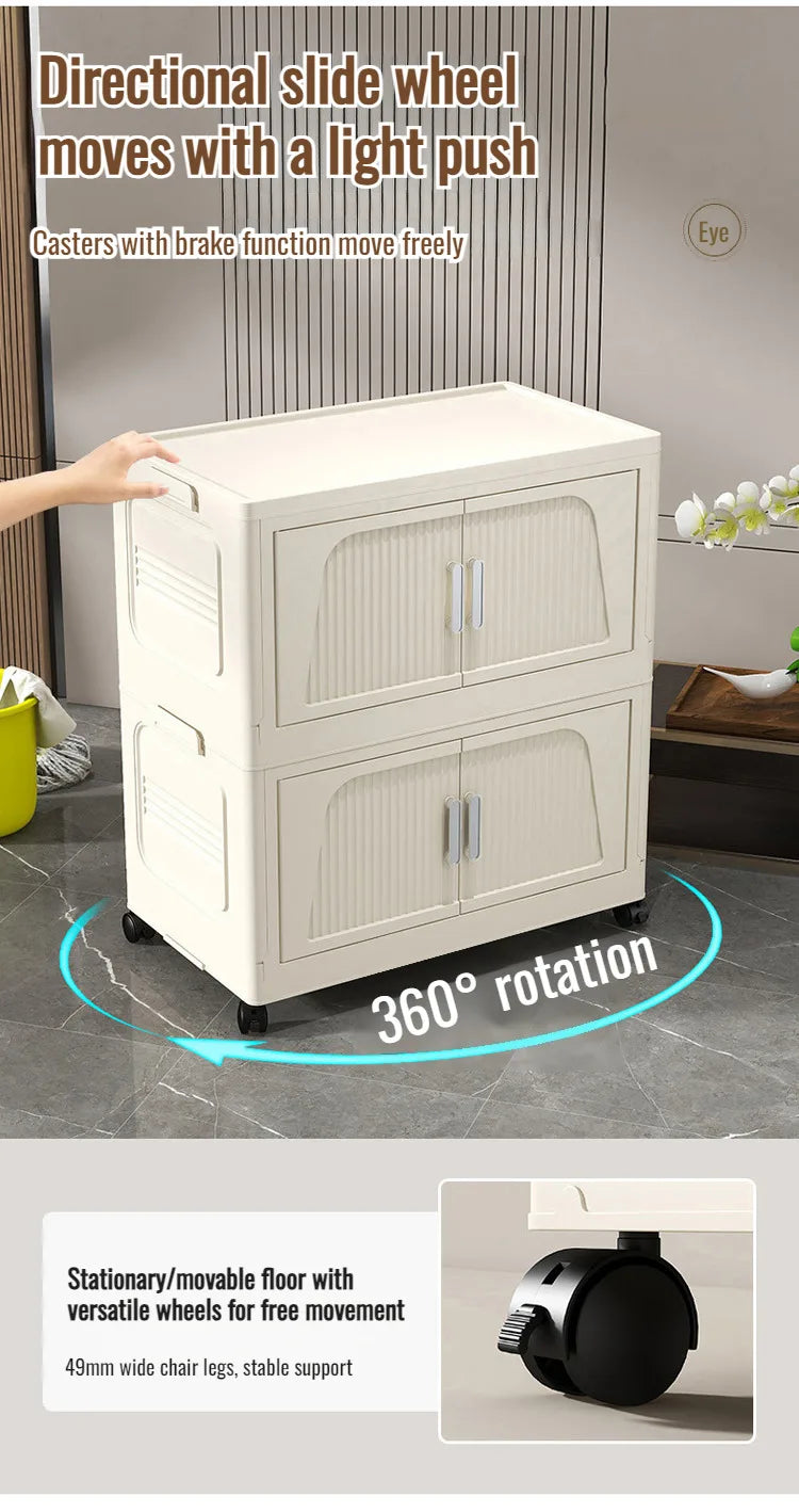Multifunctional Foldable Storage Cabinet Children's Closet Large Capacity Space Closet Organizer Living Room Sundries Cabinet