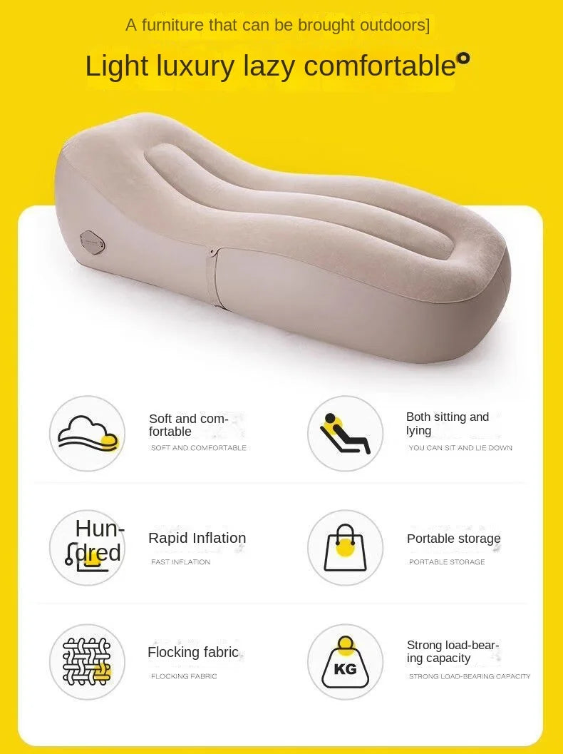 Outdoor Inflatable Sofa USB Rechargeable Portable Air Sofa, Music Festival Nap Camping Fully Automatic Inflatable Lounge Chair