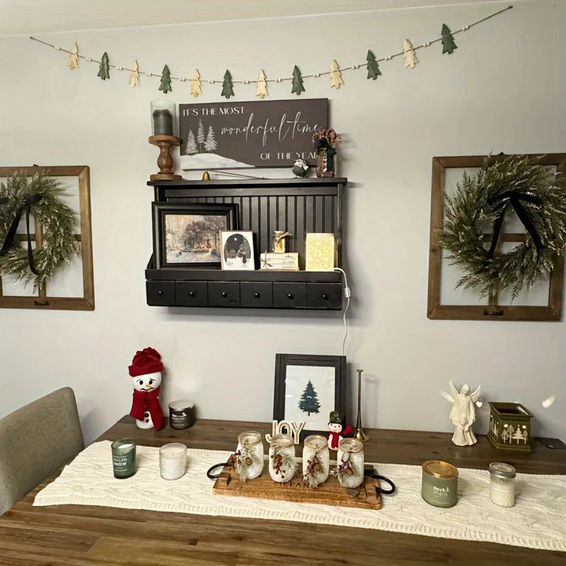 1Set Trees And Wooden Beads Perfect Combination Of Garland Winter Christmas Decoration Fireplace Decoration Wooden Garland