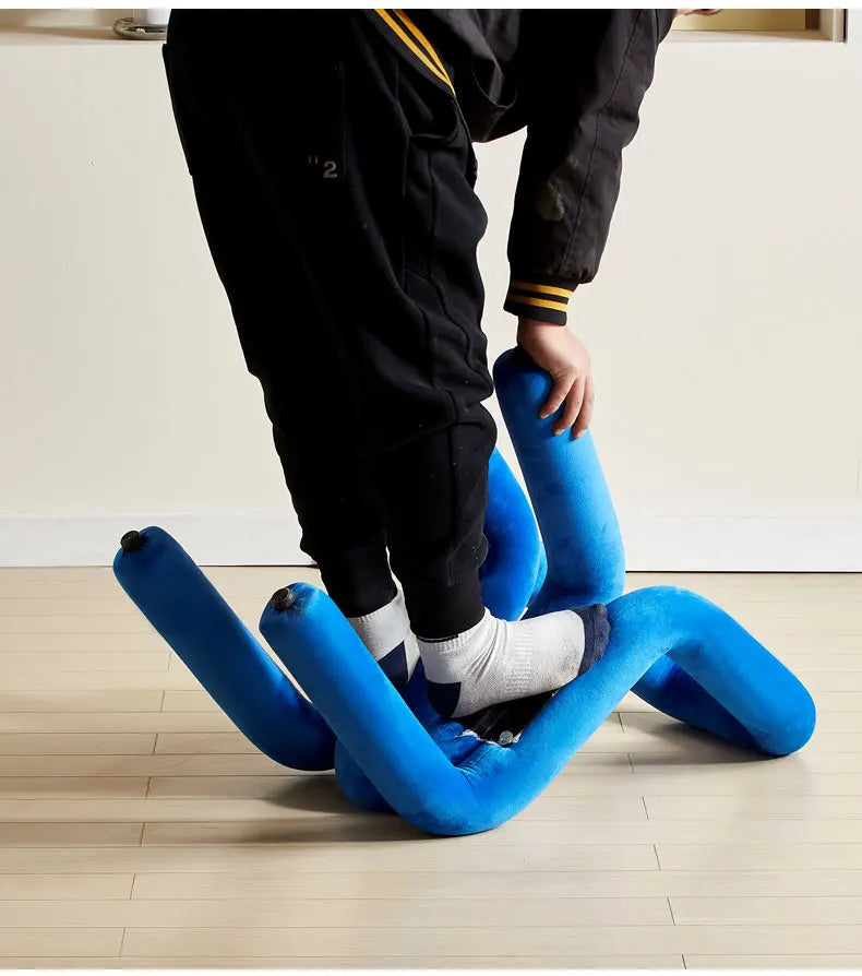 Nordic Style Creative Curved Chair, Plush Upholstered Kids/Accent Living Room Furniture