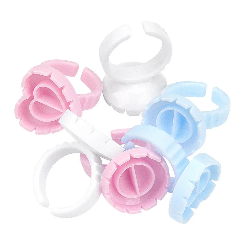 100PCS Glue Rings Lash Rings for Glue, Pigment Rings for Eyelash Extensions Eyelash Glue Holder Lash Glue Ring Smart Cups