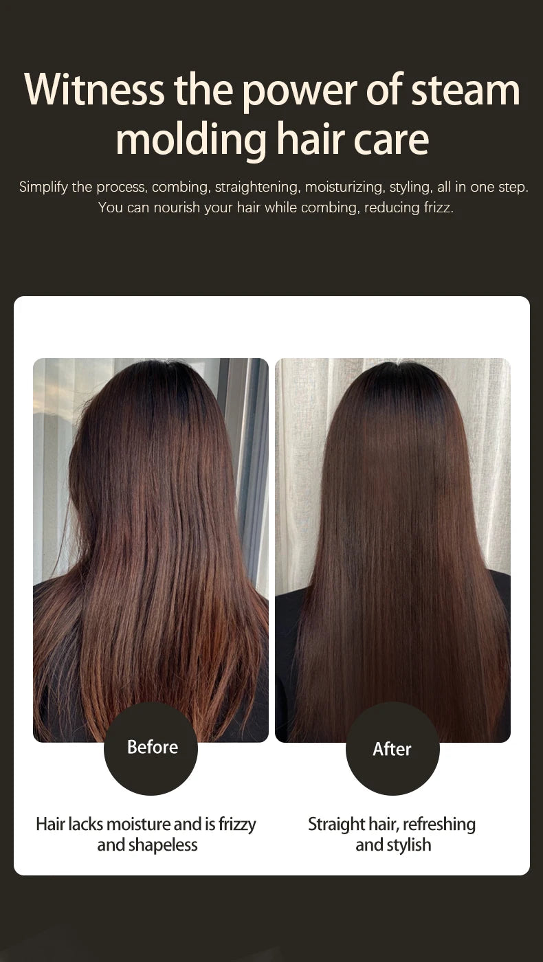 Hot Sale PTC Heating Smart Steam Hair Straightener Brush Smoothing Flat Iron Curly Hair Straightening Comb Electric Hair Brushes