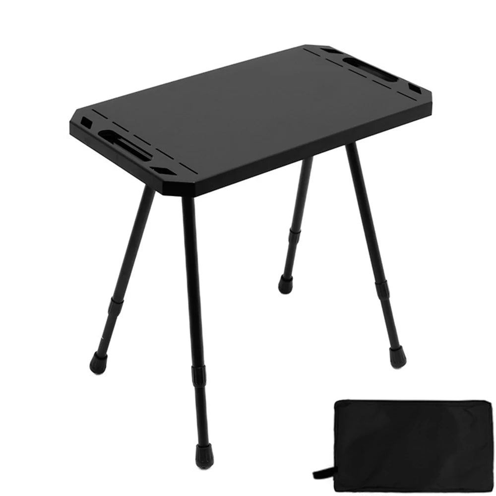 Folding Camping Table with Carry Bag, Height Adjustable Lightweight Desk, Two-Sides Hanging Cookware Table for Hiking, Picnic