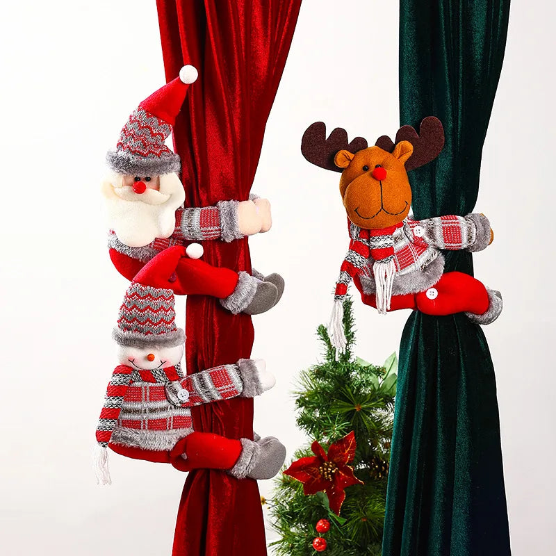 Christmas Curtain Buckle Doll Merry Christmas Decorations for Home Christmas Window Ornament Xmas Navidad Noel Gifts New Year
