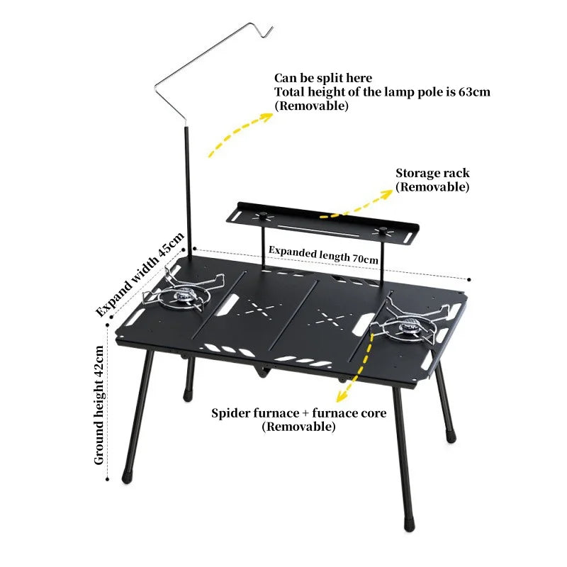 Outdoor Lightweight Folding Table Camping Hiking Travel Fishing Retractable Small Table Military Green Aluminum Alloy RuggedDesk