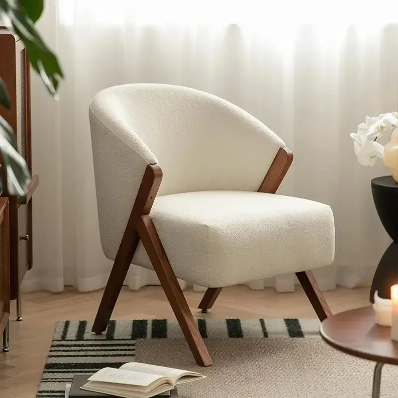 Hot Furniture Nordic, Solid Wood, Stool, Balcony, Sofa Chair, Single Leisure Chair, Hotel, Living Room, Lazy, Bedroom, Makeu