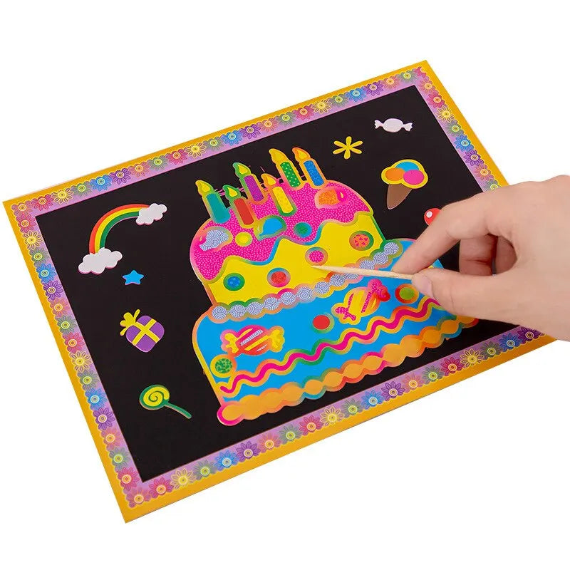 10pcs Magic Scratch Art Painting Cards for Kids Doodle Toys for Boys Girls Early Educational Learning Drawing Toys for Children