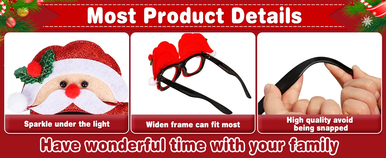 Christmas Glasses Holiday Party Frames Christmas Decoration Accessories Costume Eyeglasses for Christmas Parties Holiday Favors