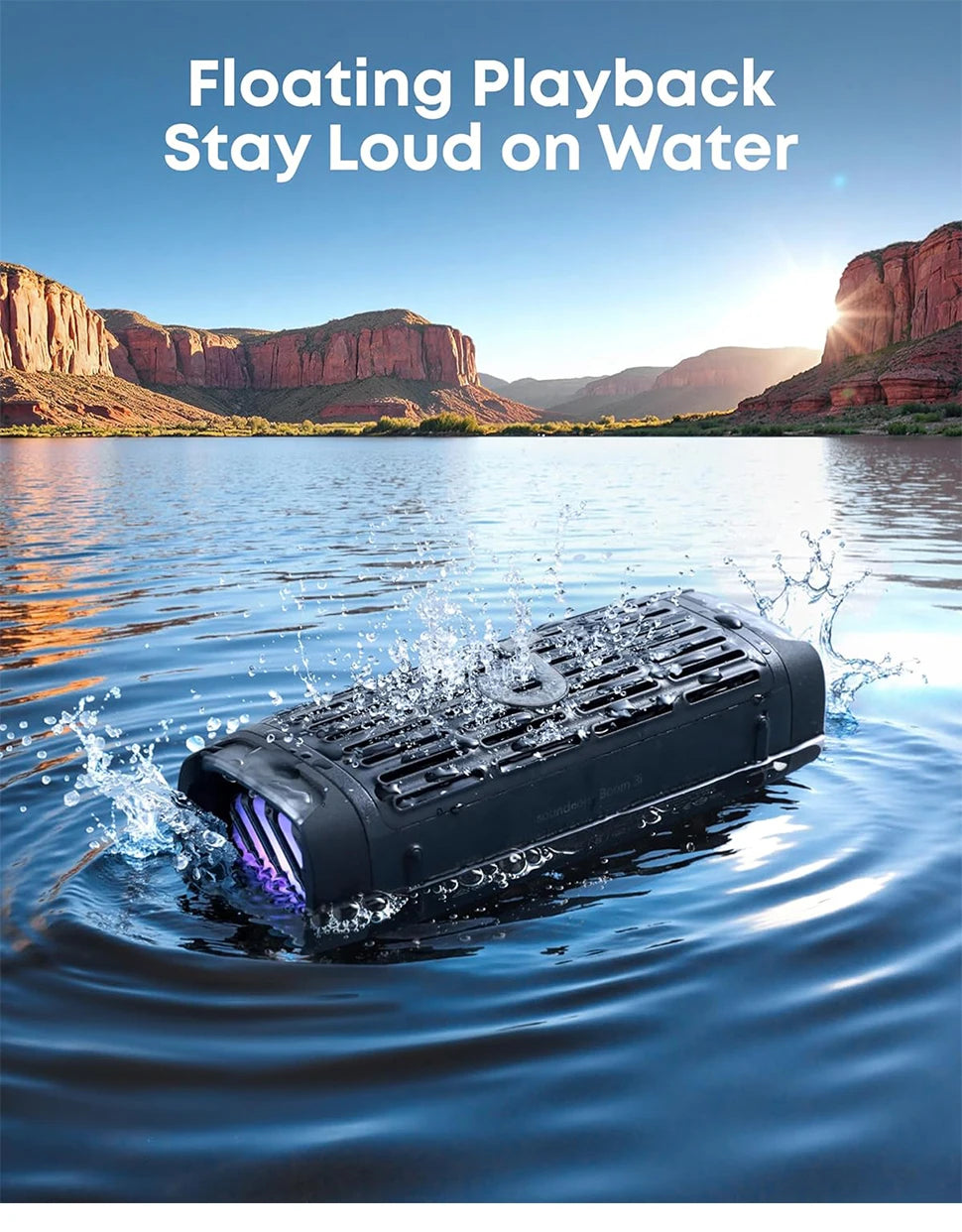 Soundcore Boom 3i by Anker Rugged Outdoor Speakers IP68 Waterproof Floating Playback Saltwater-Resistant BassUp 2.0 16H Playtime
