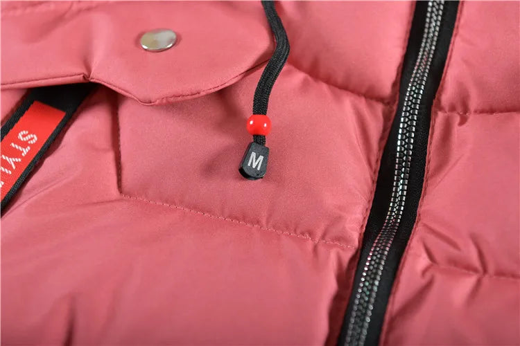 5-14 Years Old Winter Boys Girls Jacket Long Style Hooded Fur Collar Colorful Heavy Coat For Kids Children Outerwear