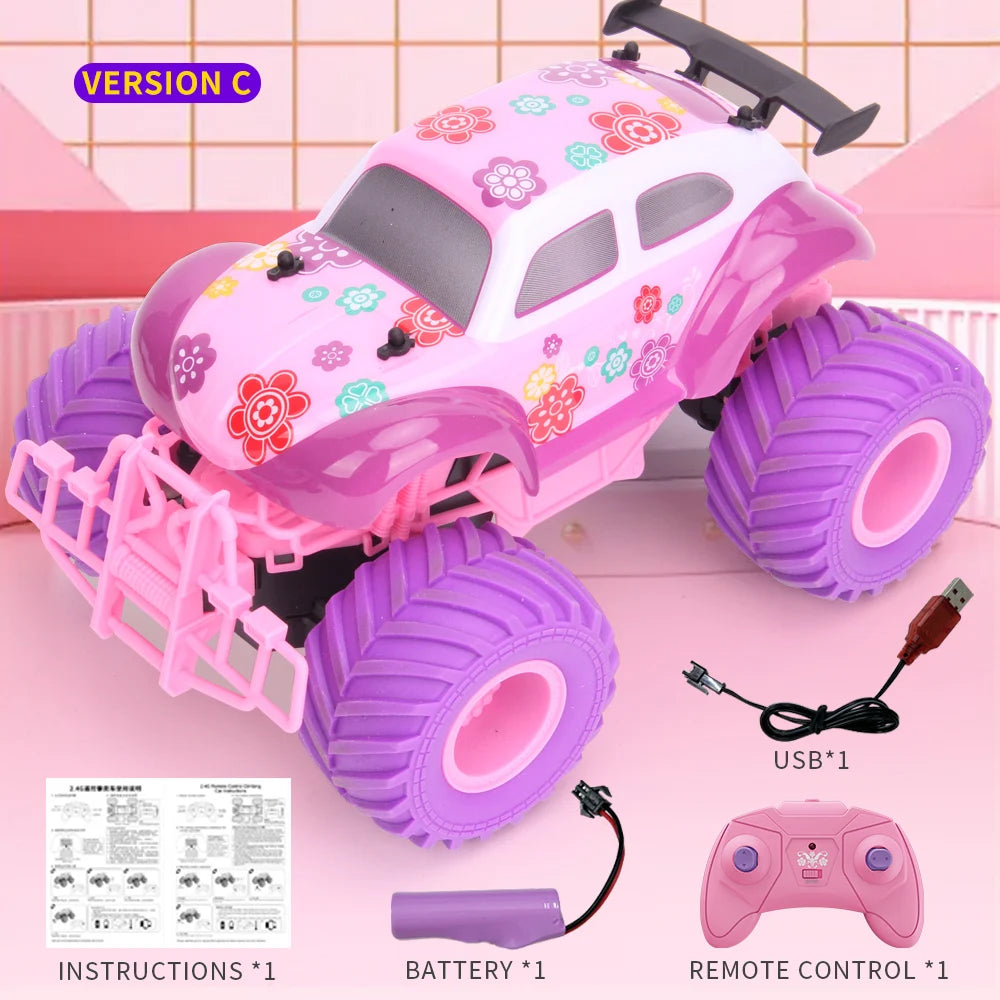 Pink RC Car Pickup Truck Electric Climbing Drop-resistant Stunt Remote Control Toy For Children Party Gift Christmas Ornament