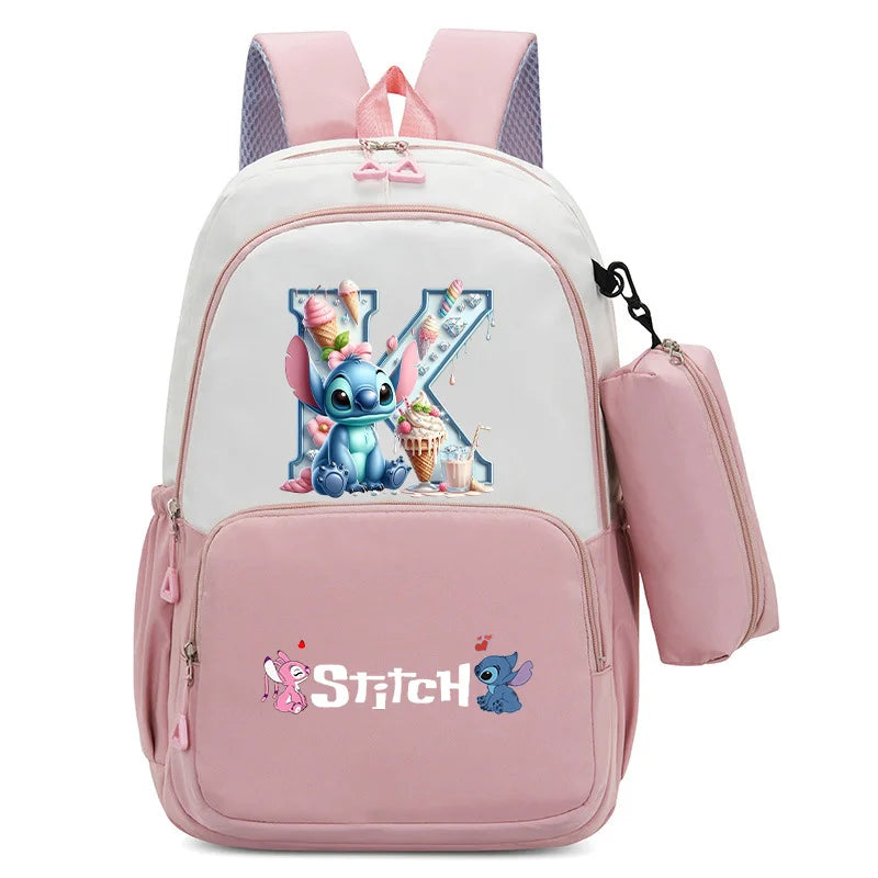 Stitch Disney Girls Schoolbag with Pencil Bags Women Travel Bag New Backpacks for Student Children Large Capacity Bookbag Gifts