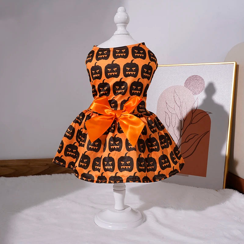 Pumpkin Pet Skirt for Small to Medium Dogs Teddy Bichon Poodle Dog Clothes Popular Style Pet Apparel for Halloween