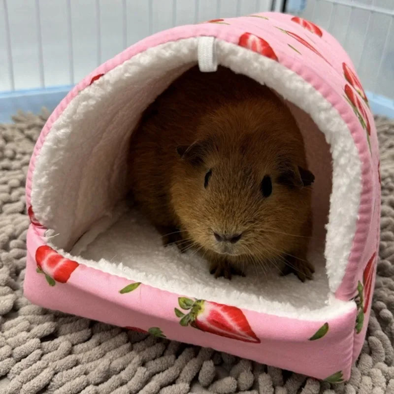 Autumn Winter Warm Print Sleeping Bed House Triangular Nest for Pet Bird Parrot Rabbit Squirrel Guinea Pig Hamster Hanging Cage