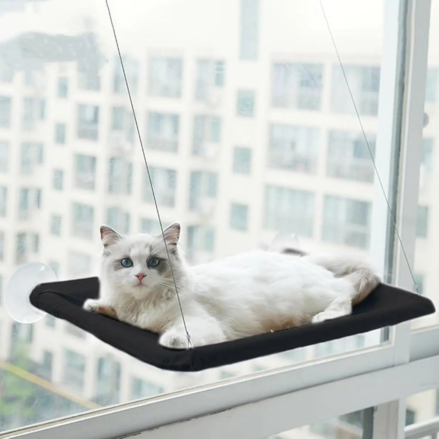 Cat Window Hammock Hanging Cat Bed Bearing Cat Sunny Window Seat for Indoor Cats Sleeping Space Saving Window Mounted Cat Bed
