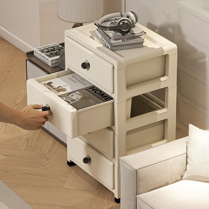 Mobile Multi-Layer Drawer Storage Cabinet,Large Capacity Bedside Table with Wheels for Bedroom/Kitchen/Living Room