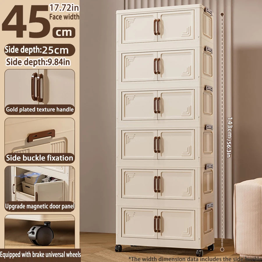45/55/65cm Length Multifunction Folding Storage Cabinet Dustproof Wardrobe Large Capacity Sundries Cabinet