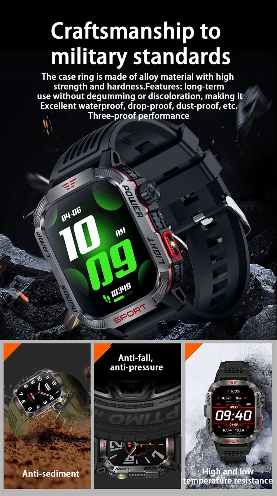 New Military GPS Smart Watch Men Flashlight Compass Waterproof 600mAh Battery Outdoor Sport Tracker Bluetooth Call Smartwatch