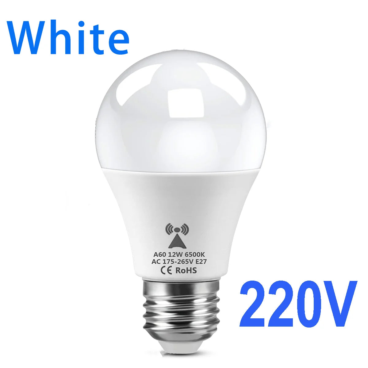 E27 LED Bulb 12W 220V Microwave Radar Motion Sensor Lamp Built-in Light Detection Auto On for Home Living Room Stairs Hallway