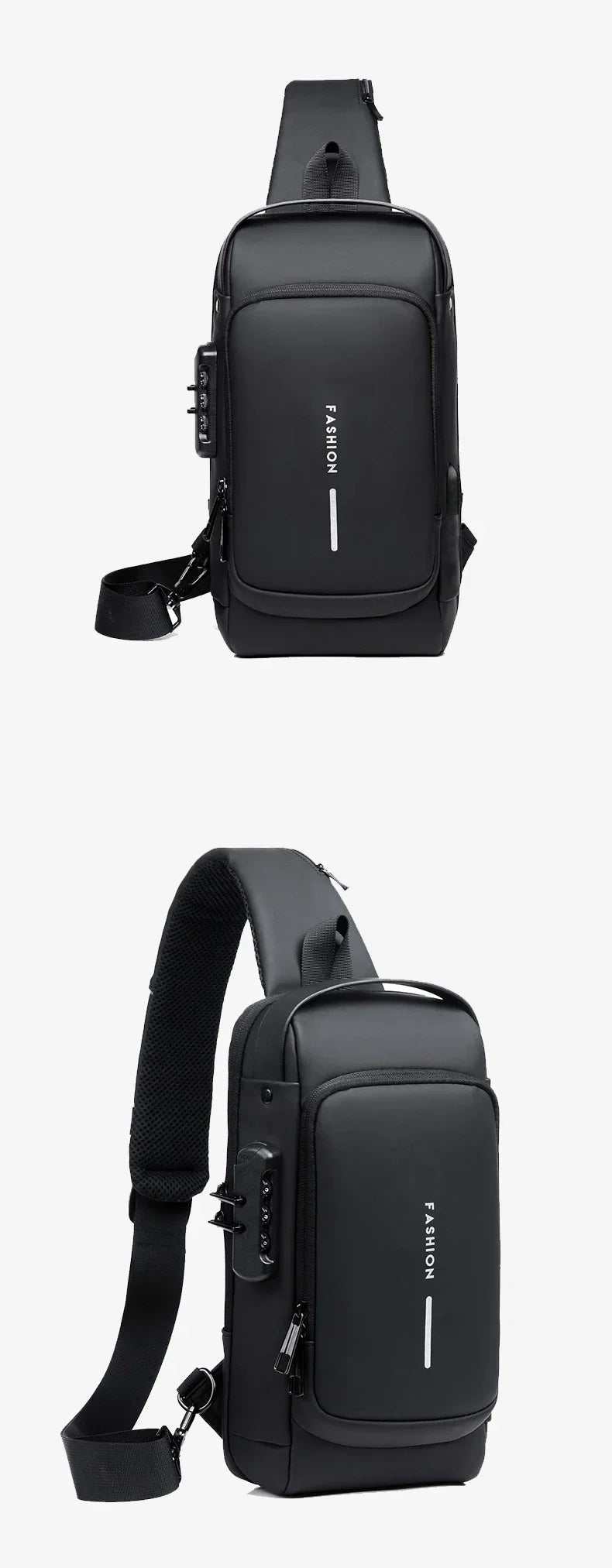 Men's anti-theft chest bag, multifunctional USB crossbody bag, travel sling bag, crossbody bag