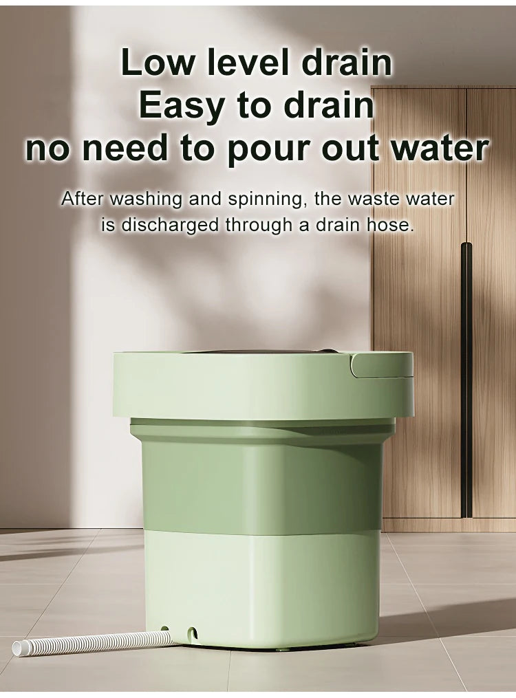 Folding Portable Washing Machine 8.5L Large Capacity Clothes Spin Dryer Bucket Travel Underwear Socks Ultrasonic Mini Washer