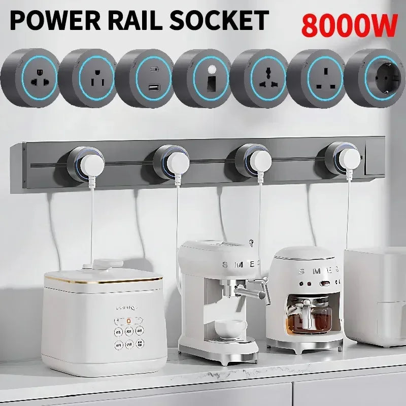 Track Socket Wall Power Rail Movable Sockets High End Home Appliance Power 8000W EU US UK Standard USB Type c Ports ﻿ 40cm 50cm