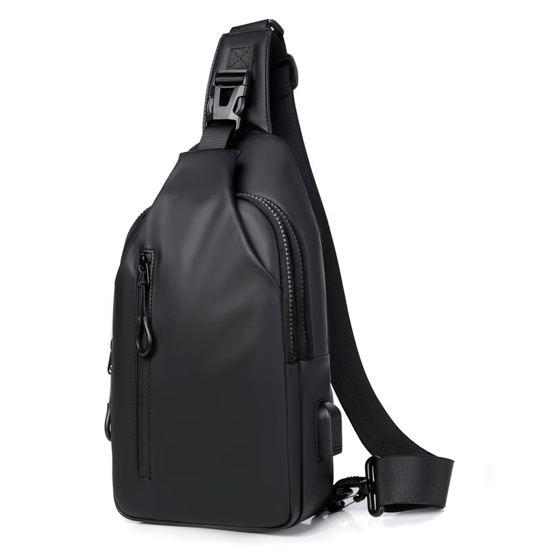 Multifunctional chest bag, men's cross bag with USB charging port and adjustable shoulder strap, suitable for daily commuting