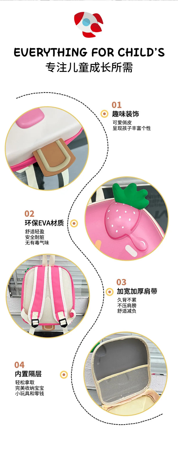 2024 New Korean Version Ice cream Shape Children's Backpack Kindergarten Schoolbag 3-5 Years Old Boys Girls Cute Children Bag