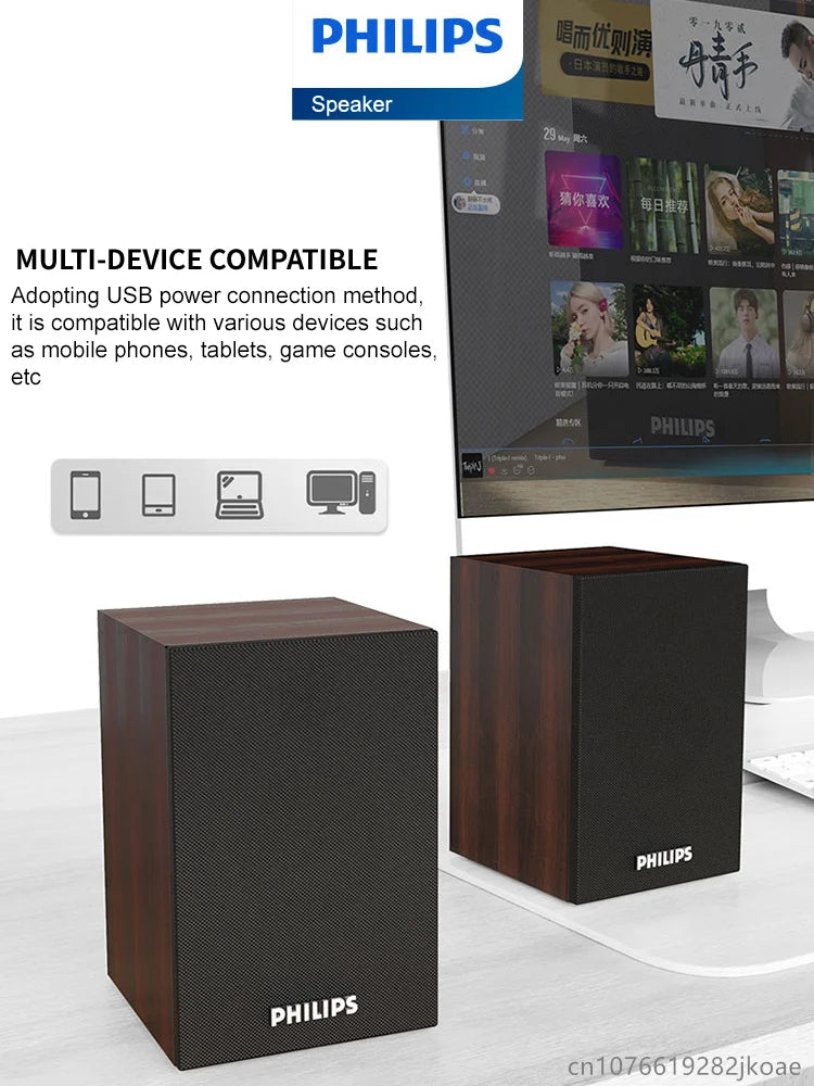 Philips SPA20 Bluetooth Speakers Outdoor Loudspeaker Music Player HiFi Stereo Sound Subwoofer for Computer Desktop Mobile Phone