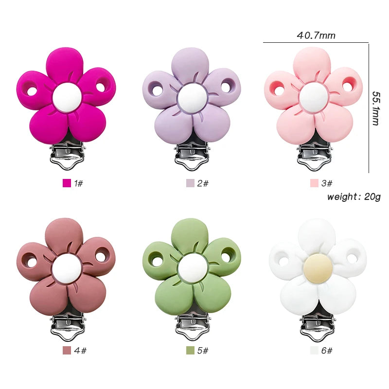 1/3/10pcs Silicone Flower Pacifier Clips Food Grade Teethers For Baby DIY Baby Soother Nursing Pacifier Chain Accessories