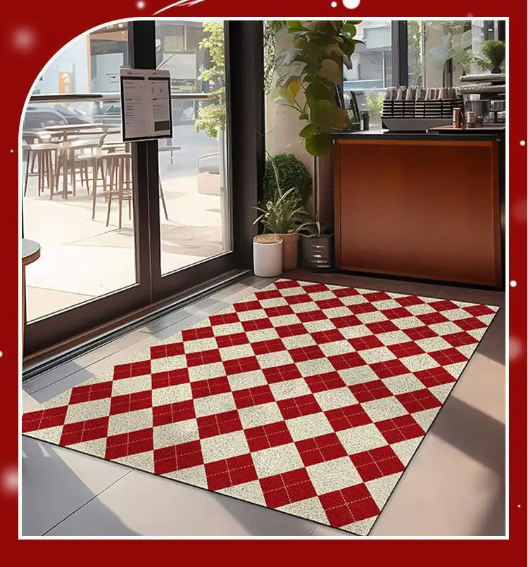 Christmas Festive Style Wire Loop Mat Carpet For Living Room Entrance Door Non-Slip Home Decoration