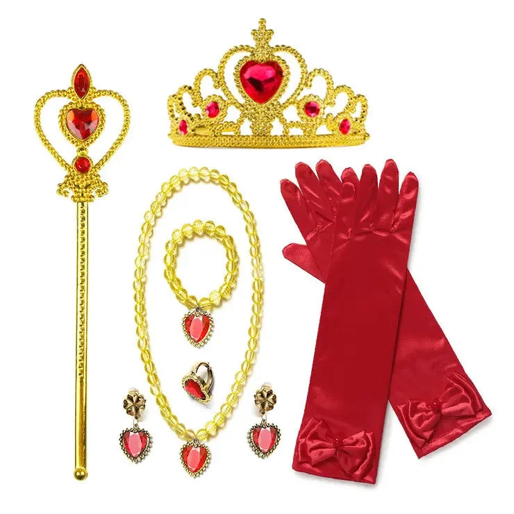 Princess Girls Anna Elsa Accessory Costume Photography Props Gloves Tiara Angle Fairy Wand Jewelry Set Fancy Dress Role Play