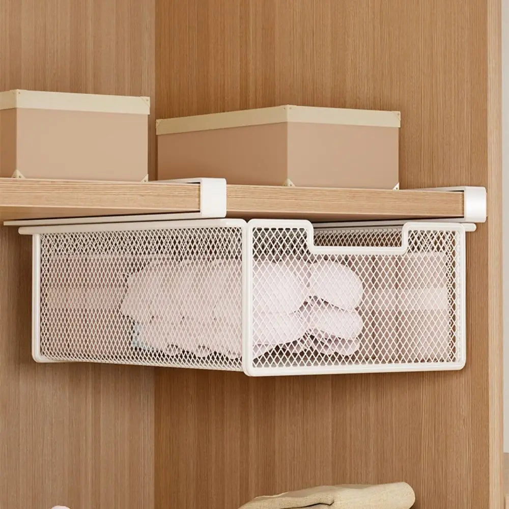 Large Capacity Underwear Storage Basket Pure Color Under Shelf Hanging Organizer Basket Design Under Cabinet Pull-Out Drawer