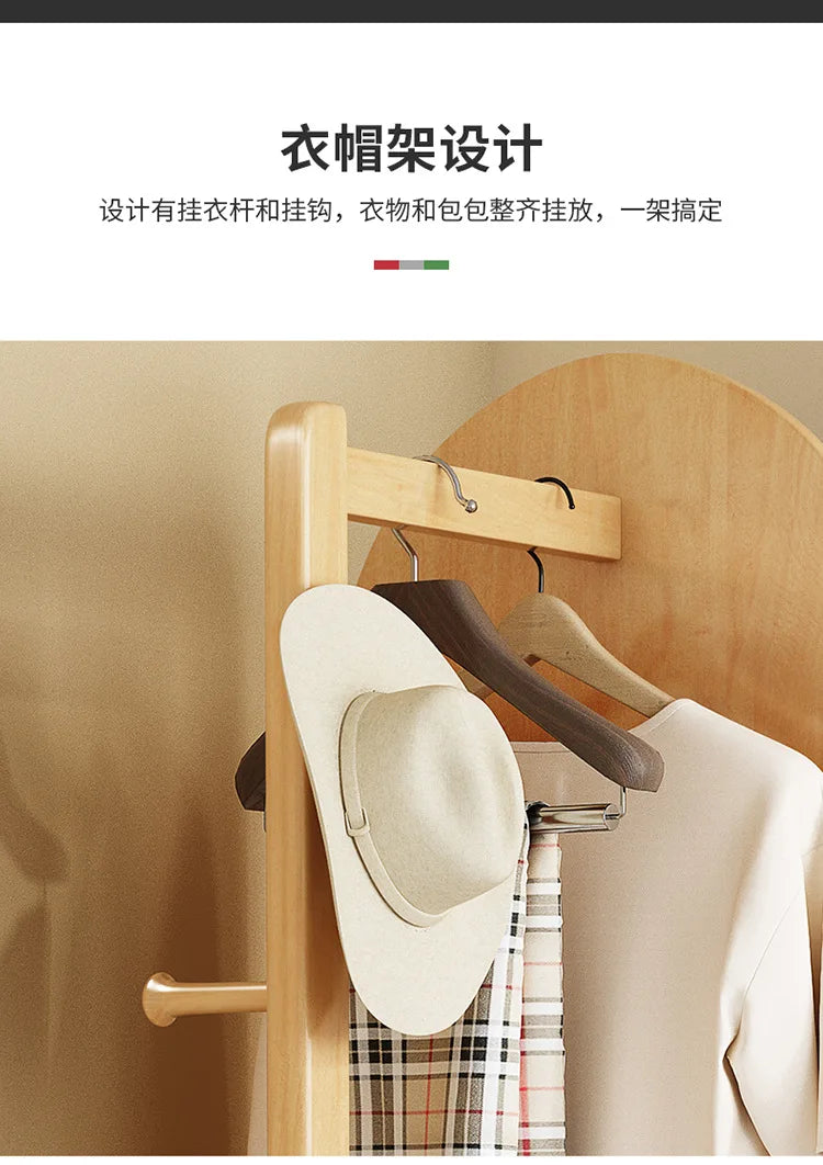 Solid wood full-body mirror floor mirror bedroom home rotatable full-length mirror hanging hanger integrated