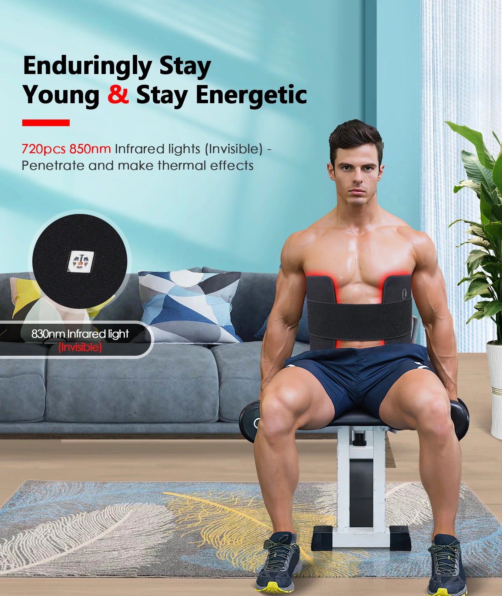 Updated Red Light Therapy Heating Pad for Body Infrared Light Device Cushion Mat Waist Back Shoulder Muscle Pain Relief Relax